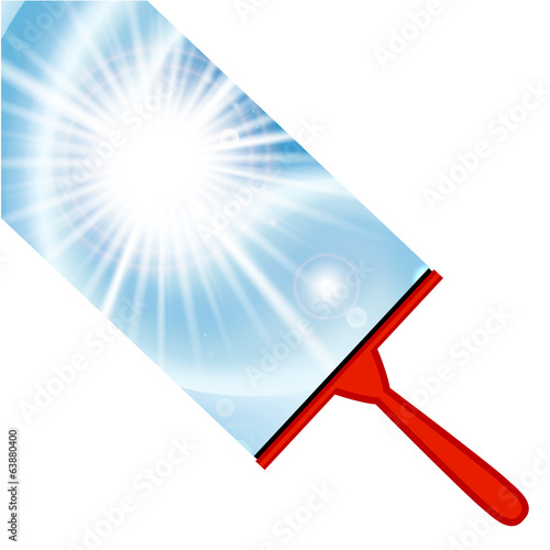 Illustration of window cleaning background with squeegee