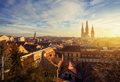 morning view of old Zagreb. Croatia. photo