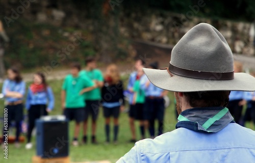 Photos Chief scout with the typical Hat while controlling their kids