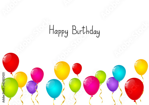 Color balloons on white background