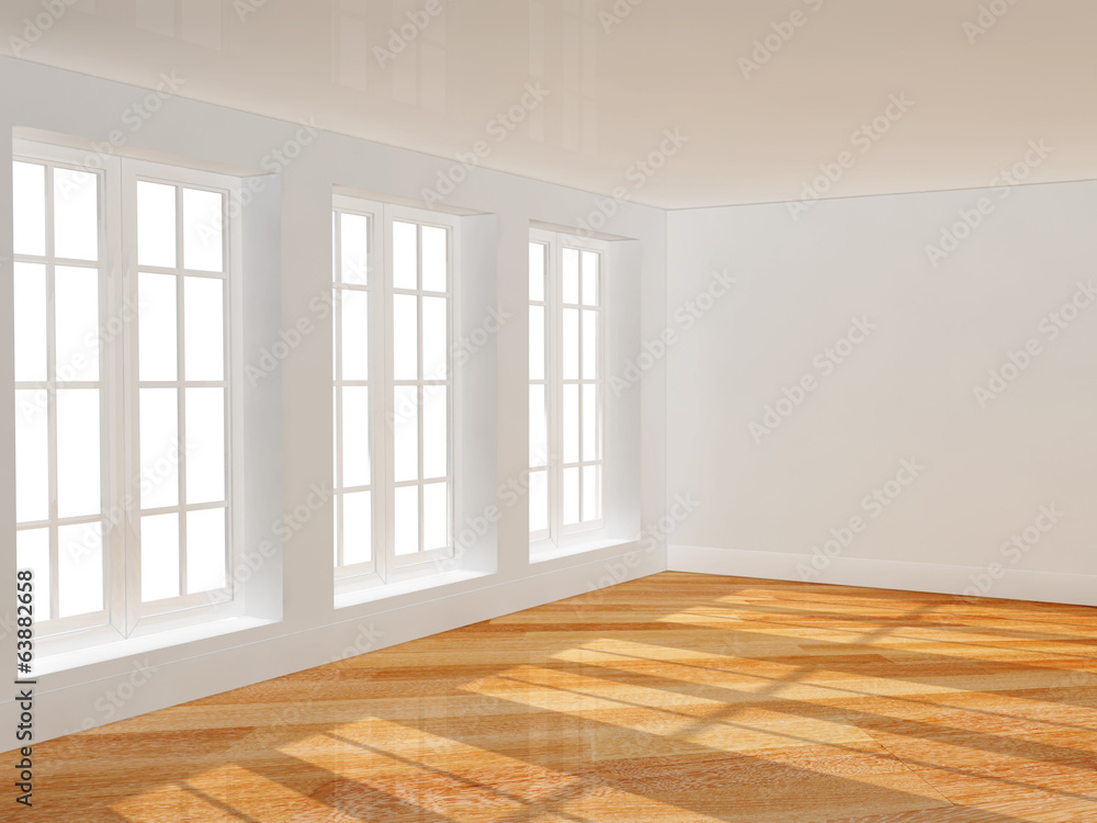 Fototapeta premium Empty room with parquet floor