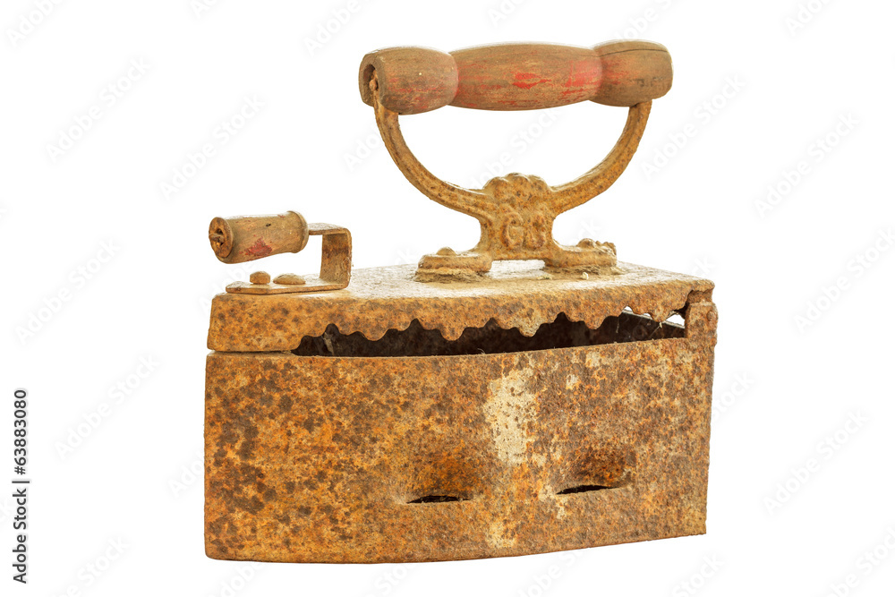Old iron isolated on white background.