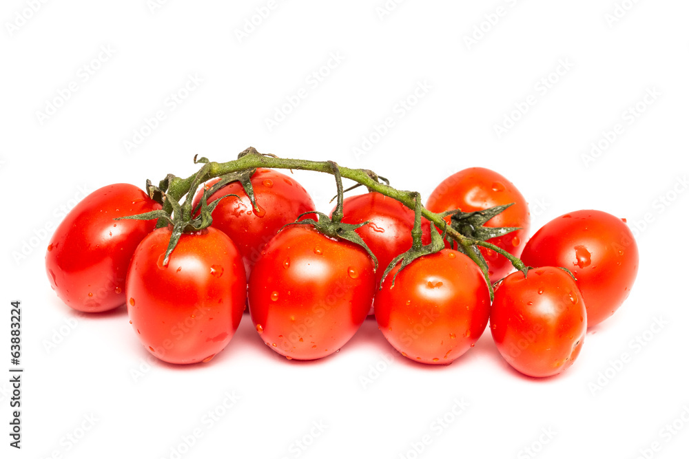 Bunch Of Fresh Wet Red Tomato Isolated On White