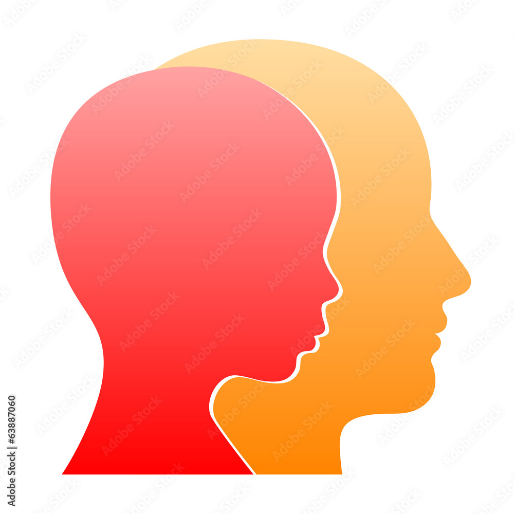 Man and Woman Face Profile Silhouette. Vector