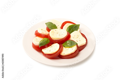 caprese on a white plate