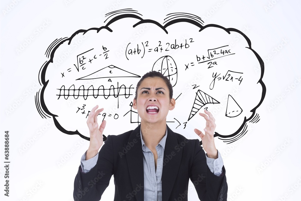Composite image of angry businesswoman gesturing Composite image of angry businesswoman gesturing