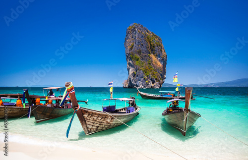 Boat on the beach at Phuket Island, Tourist attraction in Thaila © pipop_b