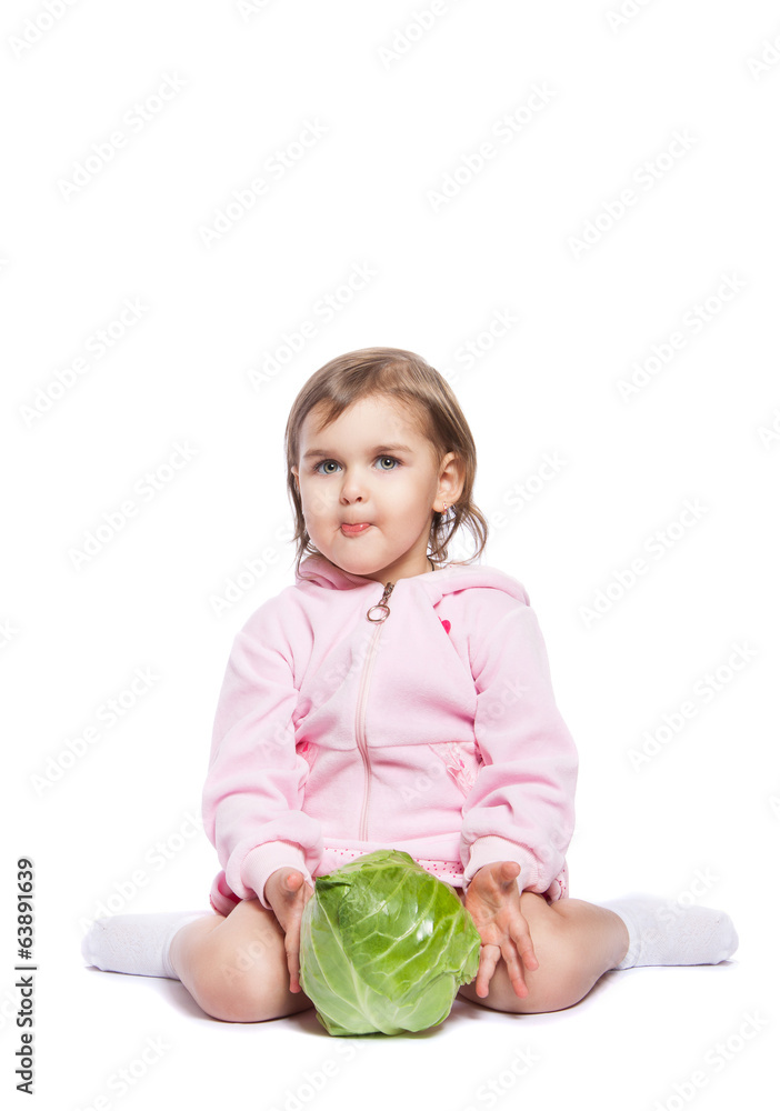 little girl with cabbage little girl with cabbage