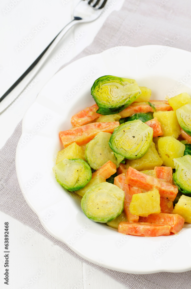 Warm vegetable salad with brussel sprouts Warm vegetable salad with brussel sprouts