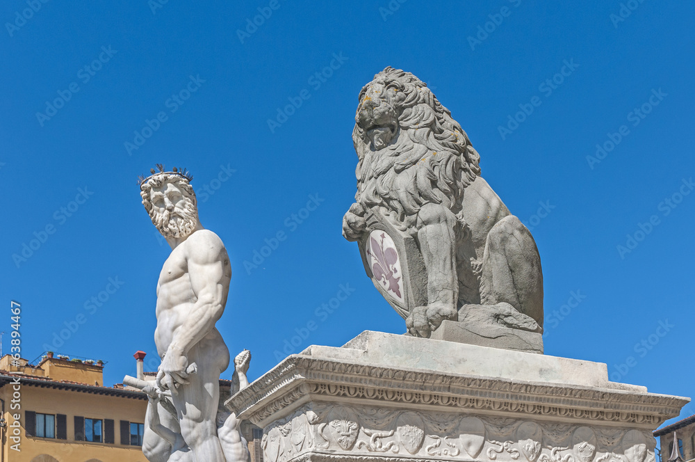 The Fountain of Neptune by Ammannati in Florence, Italy