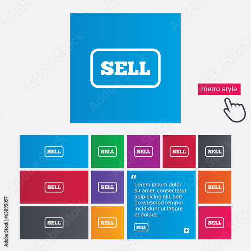 Sell sign icon. Contributor button.