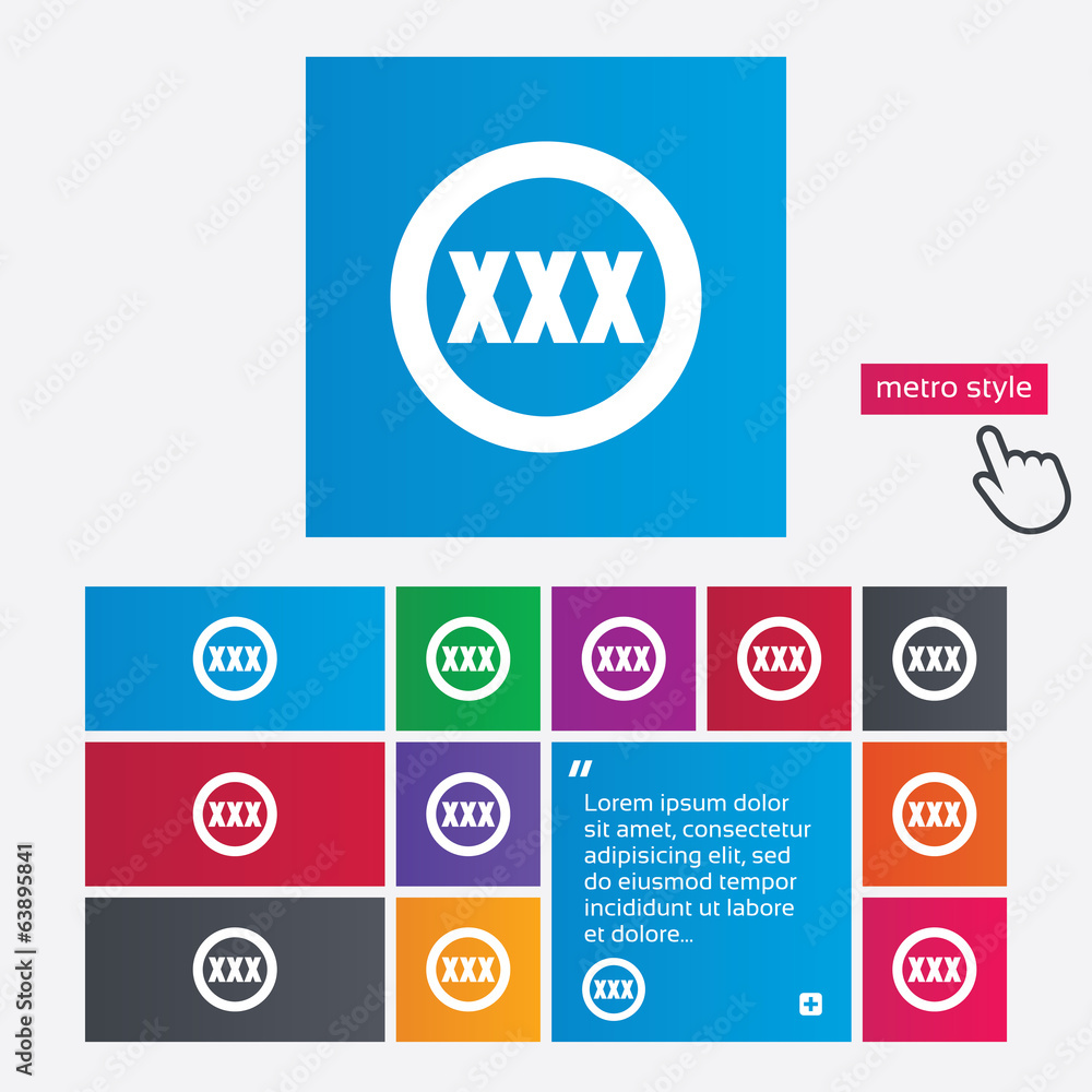 XXX sign icon. Adults only content symbol. XXX sign icon. Adults only content symbol.