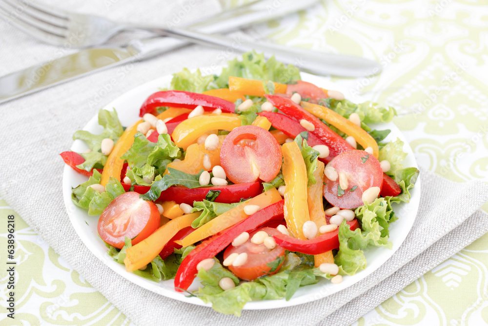 Salad with vegetables and greens.