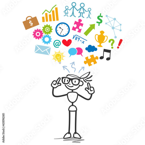 Strichmännchen, Icons, Gedanken, Wissen