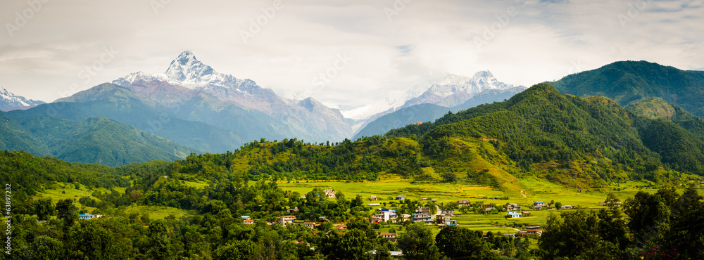 Annapura Panorama, from near Pokhara - obrazy, fototapety, plakaty 