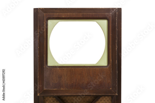 VIntage Television Isolated with Cut Out Screen