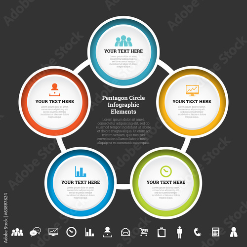 Pentagon Circle Infographic Elements