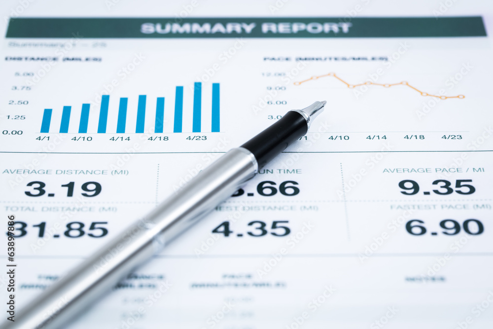 Naklejka premium Business graph analysis report