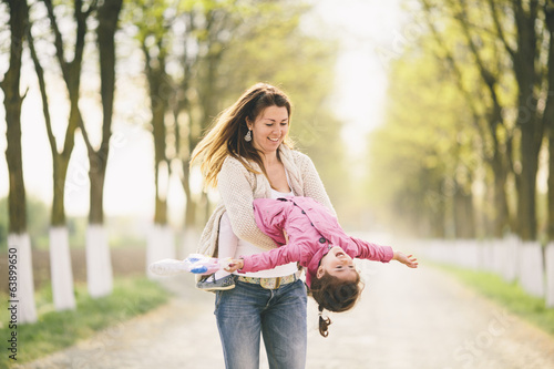 Mother and daughter having fun
