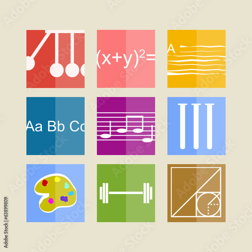 Icons for school subjects