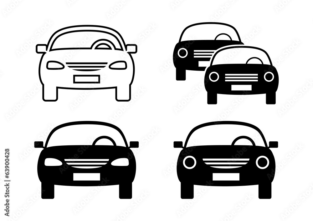 Black car icons on white background