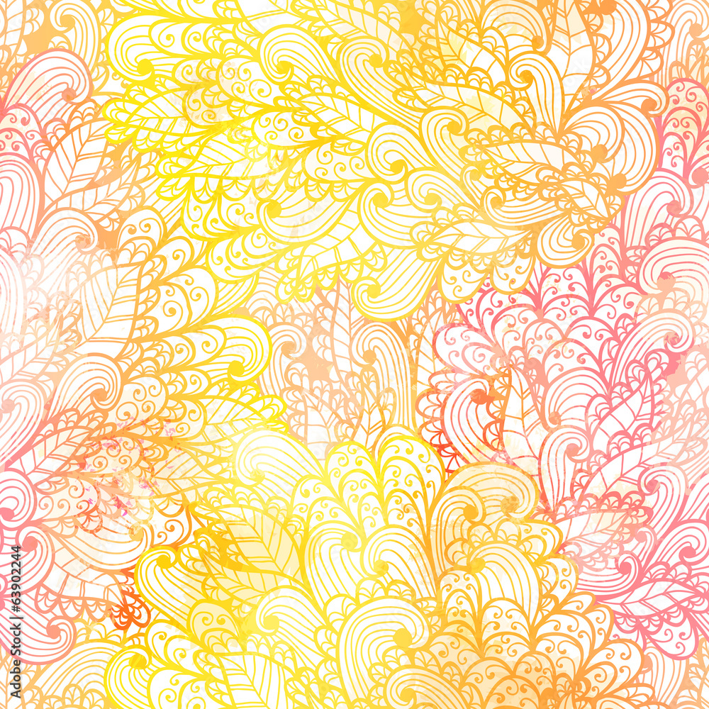 Seamless floral grunge  orange and pink gradient pattern. Eps10