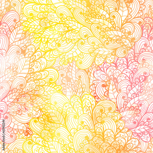 Seamless floral grunge orange and pink gradient pattern. Eps10