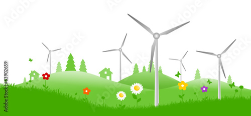 Landschaft mit Windrädern