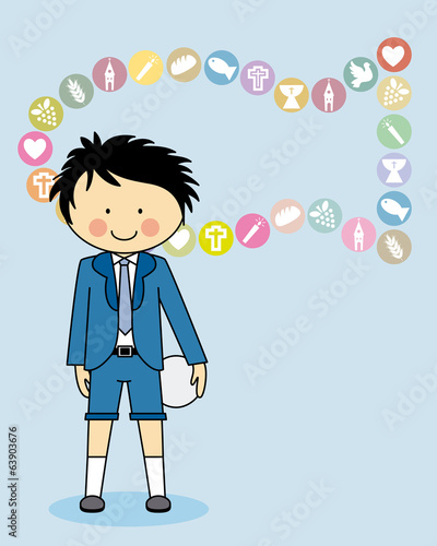 First Communion boy. Invitation Card