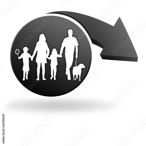 famille sur symbole noir