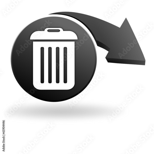 poubelle sur symbole noir