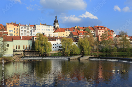 Colorful medieval Town Pisek above the river Otava