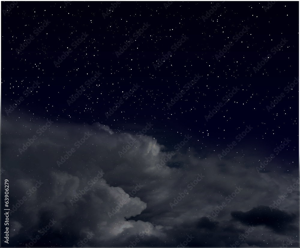 Stars in the night sky with clouds