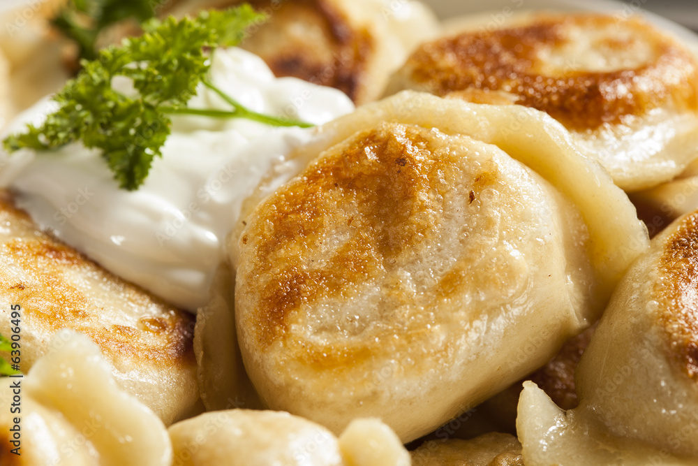 Homemade Polish Pierogis with Sour Cream Homemade Polish Pierogis with Sour Cream