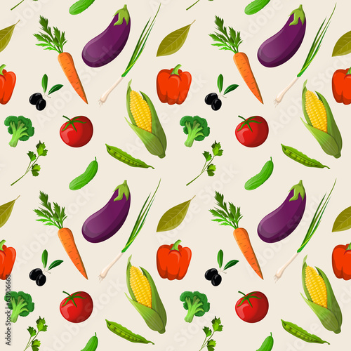 Fototapeta Naklejka Na Ścianę i Meble -  Vegetables seamless pattern