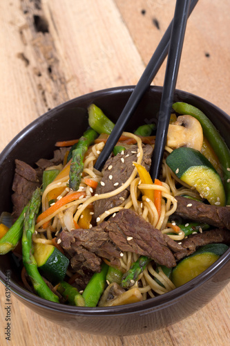 asian beef stir fry bowl