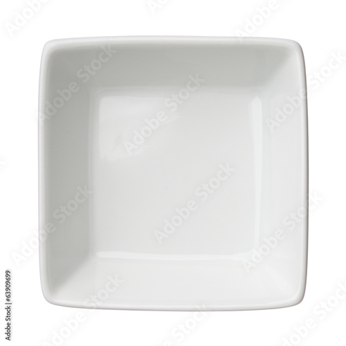 Empty clean square bowl isolated on white background