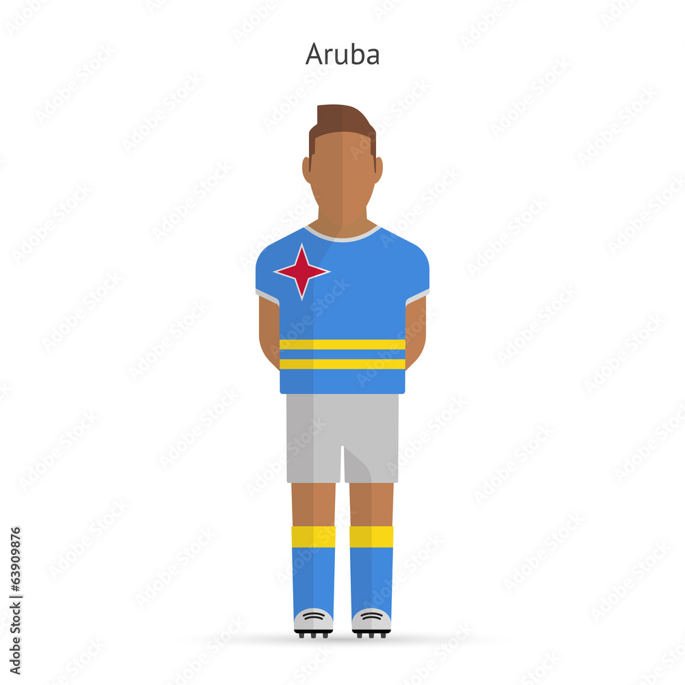 Aruba football player. Soccer uniform.