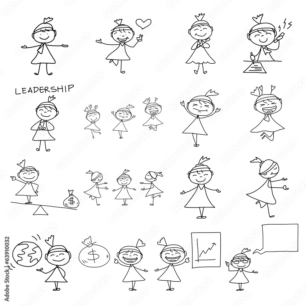 hand drawing cartoon concept happy business woman hand drawing cartoon concept happy business woman