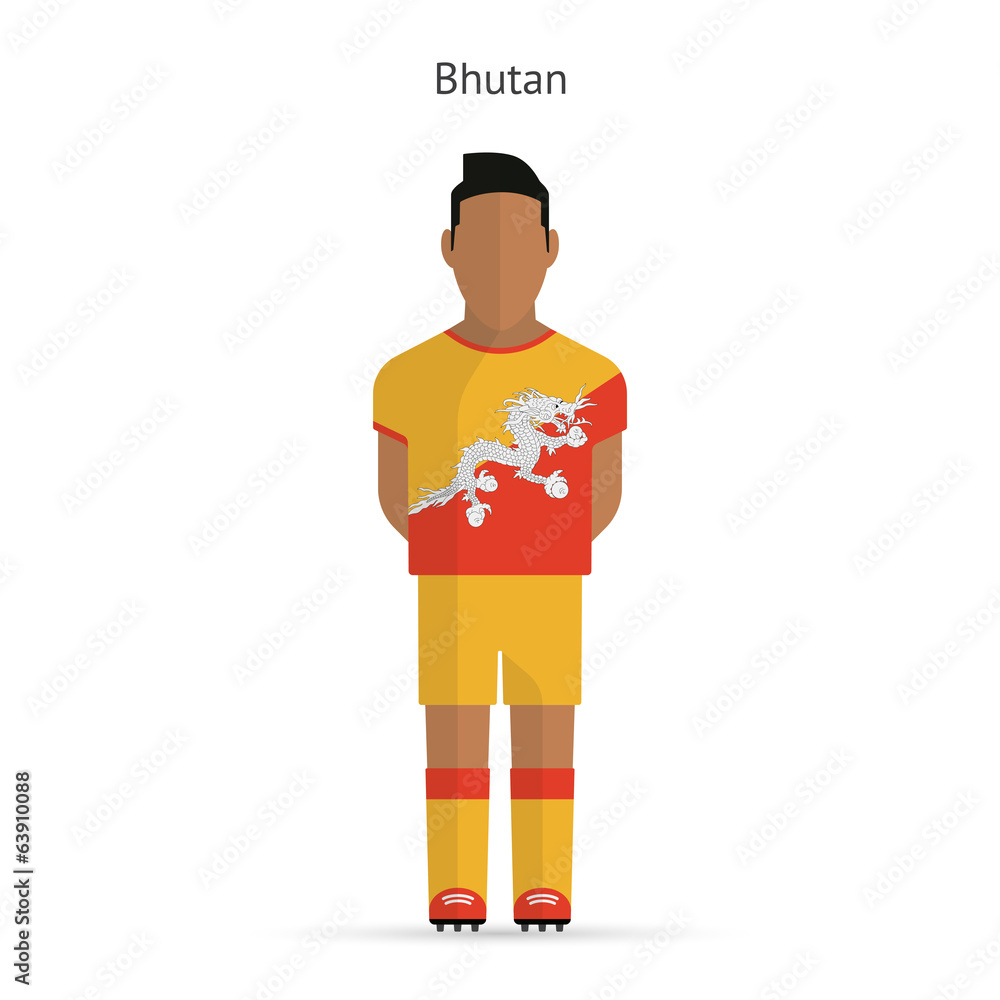 Bhutan football player. Soccer uniform. Bhutan football player. Soccer uniform.