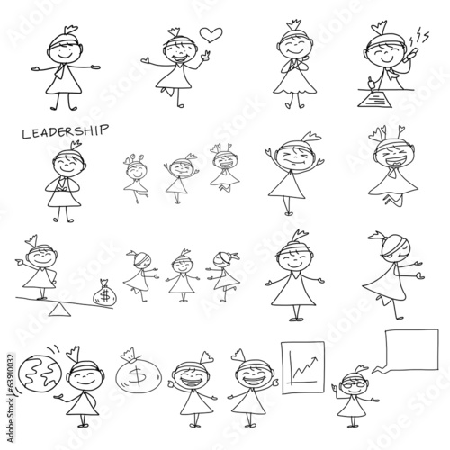 hand drawing cartoon concept happy business woman