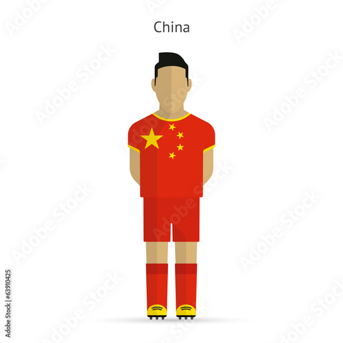 China football player. Soccer uniform.