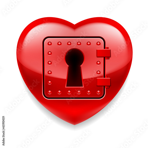 Shiny red heart as a safe