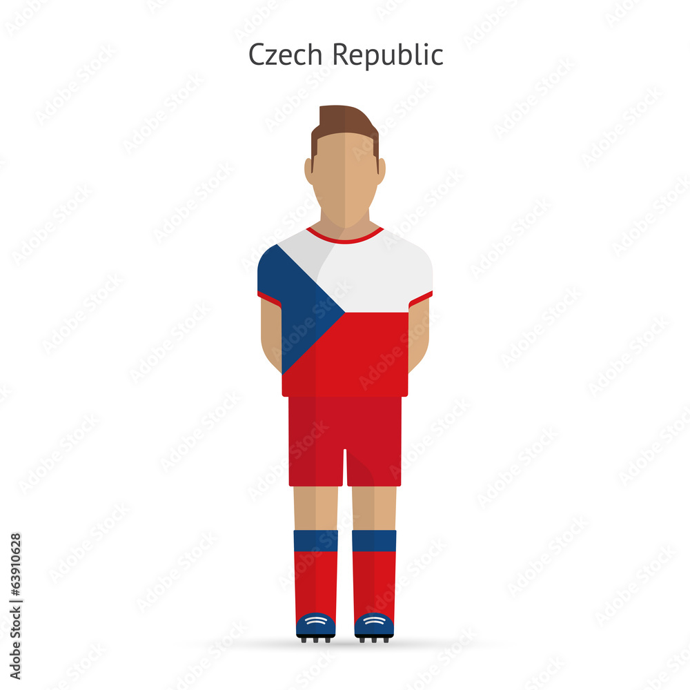 Czech Republic football player. Soccer uniform. Czech Republic football player. Soccer uniform.
