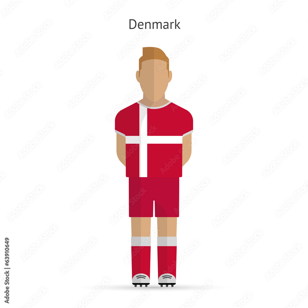 Denmark football player. Soccer uniform.