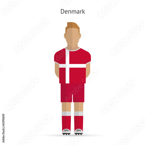 Denmark football player. Soccer uniform.
