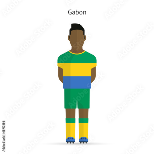 Gabon football player. Soccer uniform.