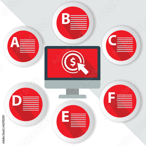 Click Money Infographics,for text,Red vector