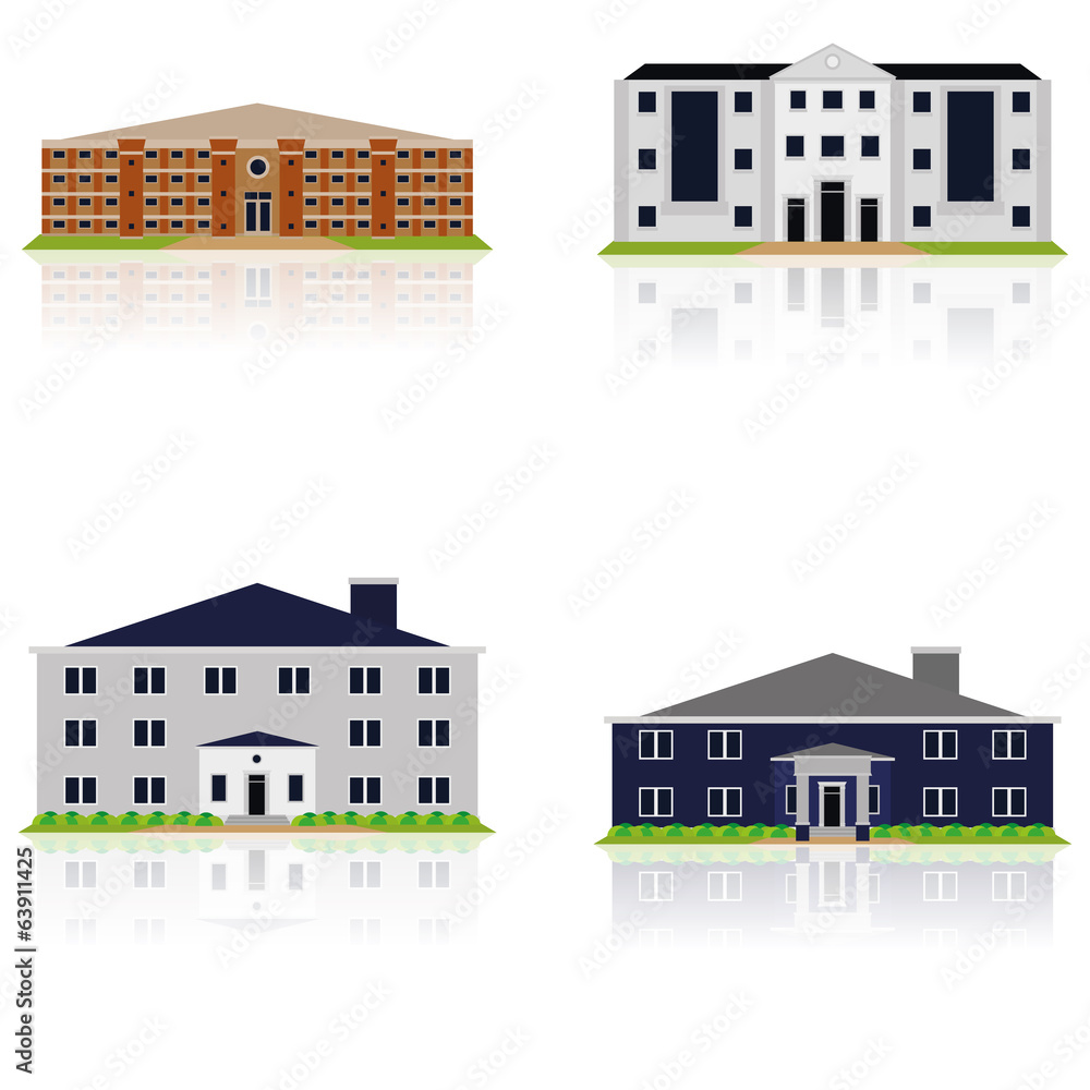 Vector Set Of Different Building Illustrations Isolated