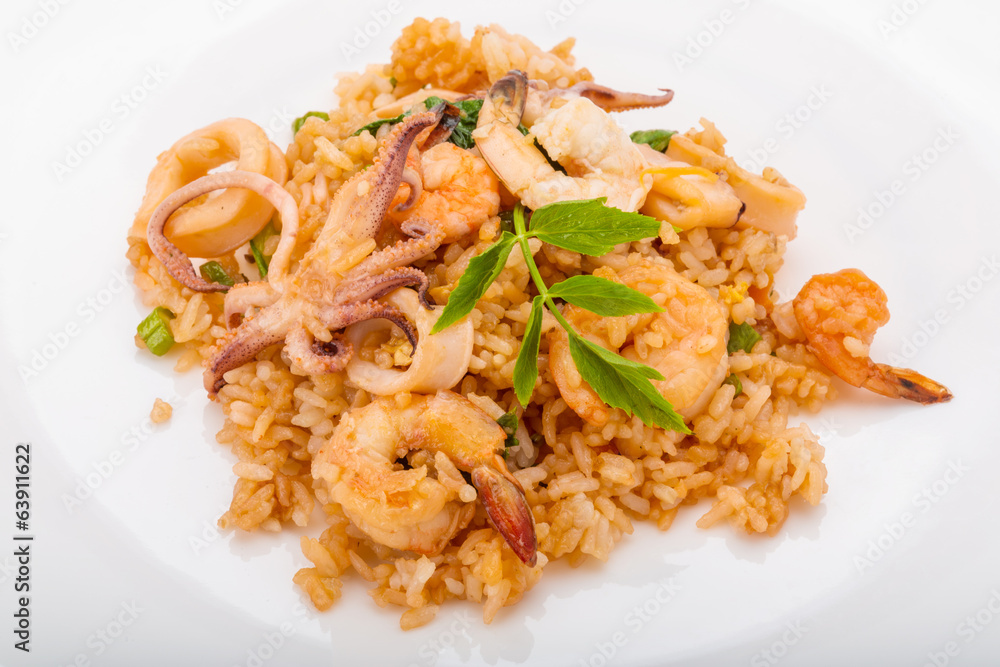 Rice with seafood